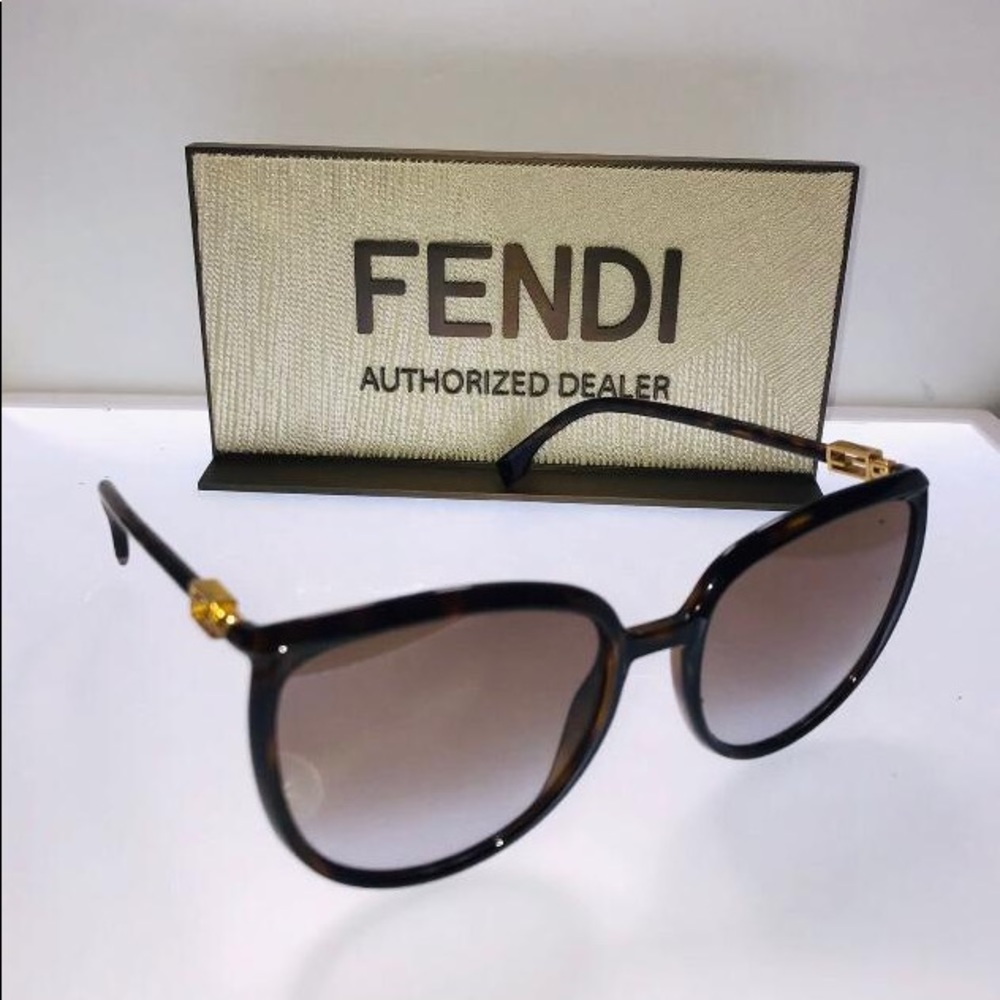 FENDI OVERSIZE SUNGLASSES FF0432GS 086QR DARK HAVANA/GOLD - Picture 8 of 13